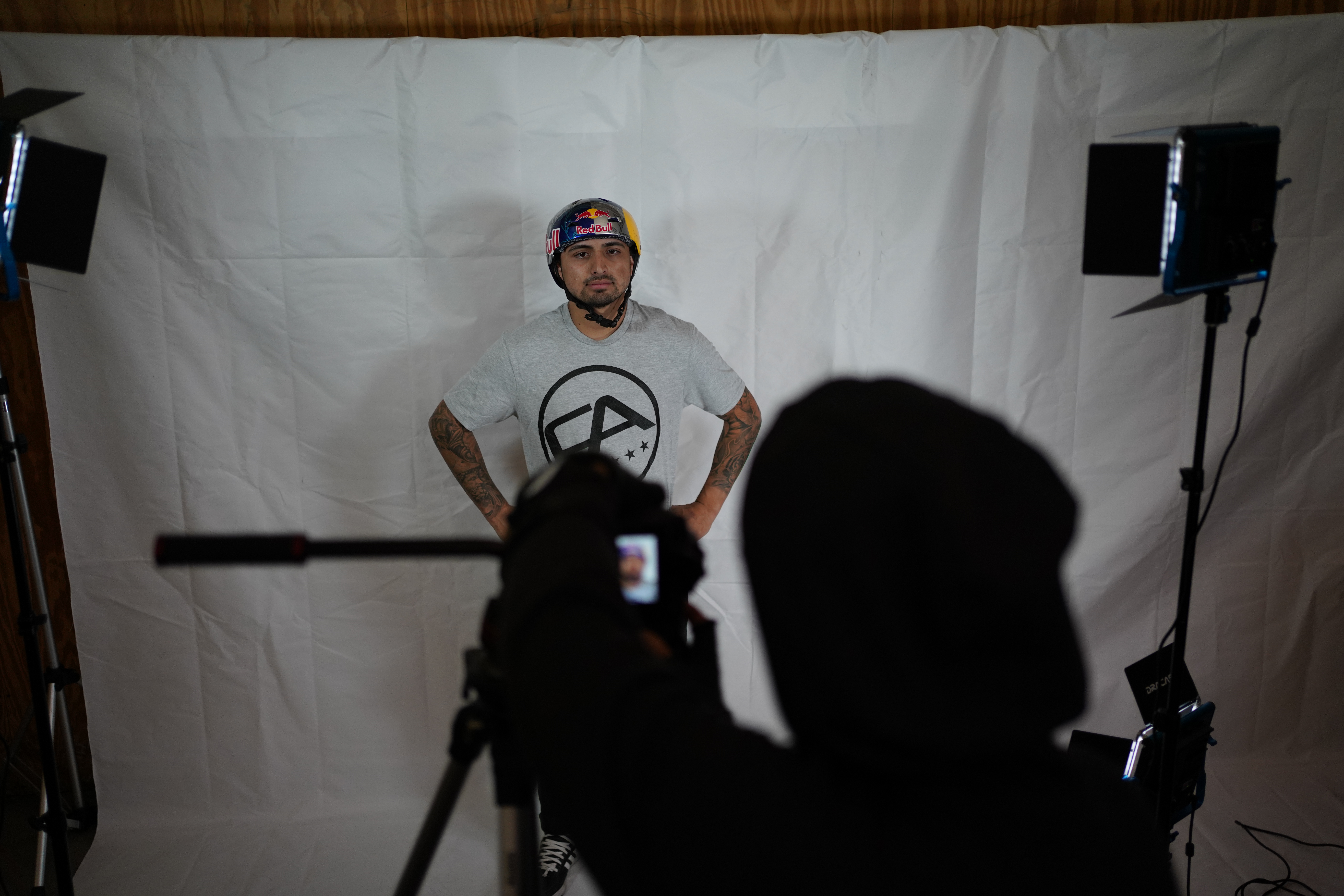 Free Agent rider, Daniel Sandoval, having his picture taken at Woodward.