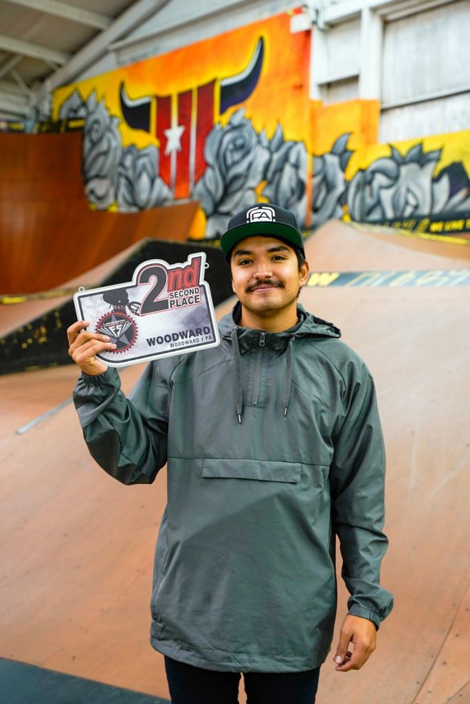 Free Agent flow team riders Dante Tabuyo took second place at the first ever USA BMX freestyle championship at Woodward, PA.