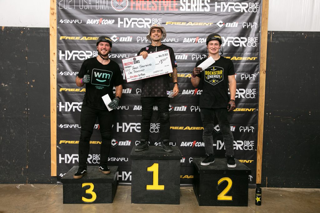 Free Agent rider Daniel Sandoval takes home the win at the first UCI USA BMX Freestyle event in over a year. photo by:Josh McElwee